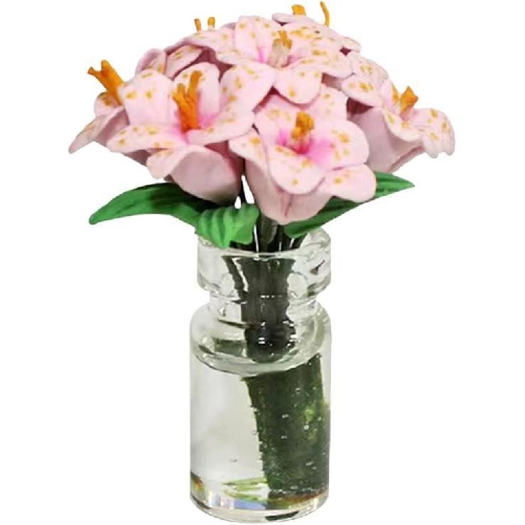 NUOBESTY Dollhouse Miniature Flowers Doll House Mini Vase with Flower Potted Plant Flower Vase Model for DIY Micro Landscape Decoration Accessories
