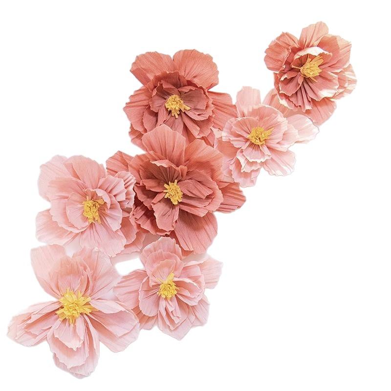 Double Happiness Wedding Decoration Set: Stickers, Wall Décor & Crepe Paper Flowers