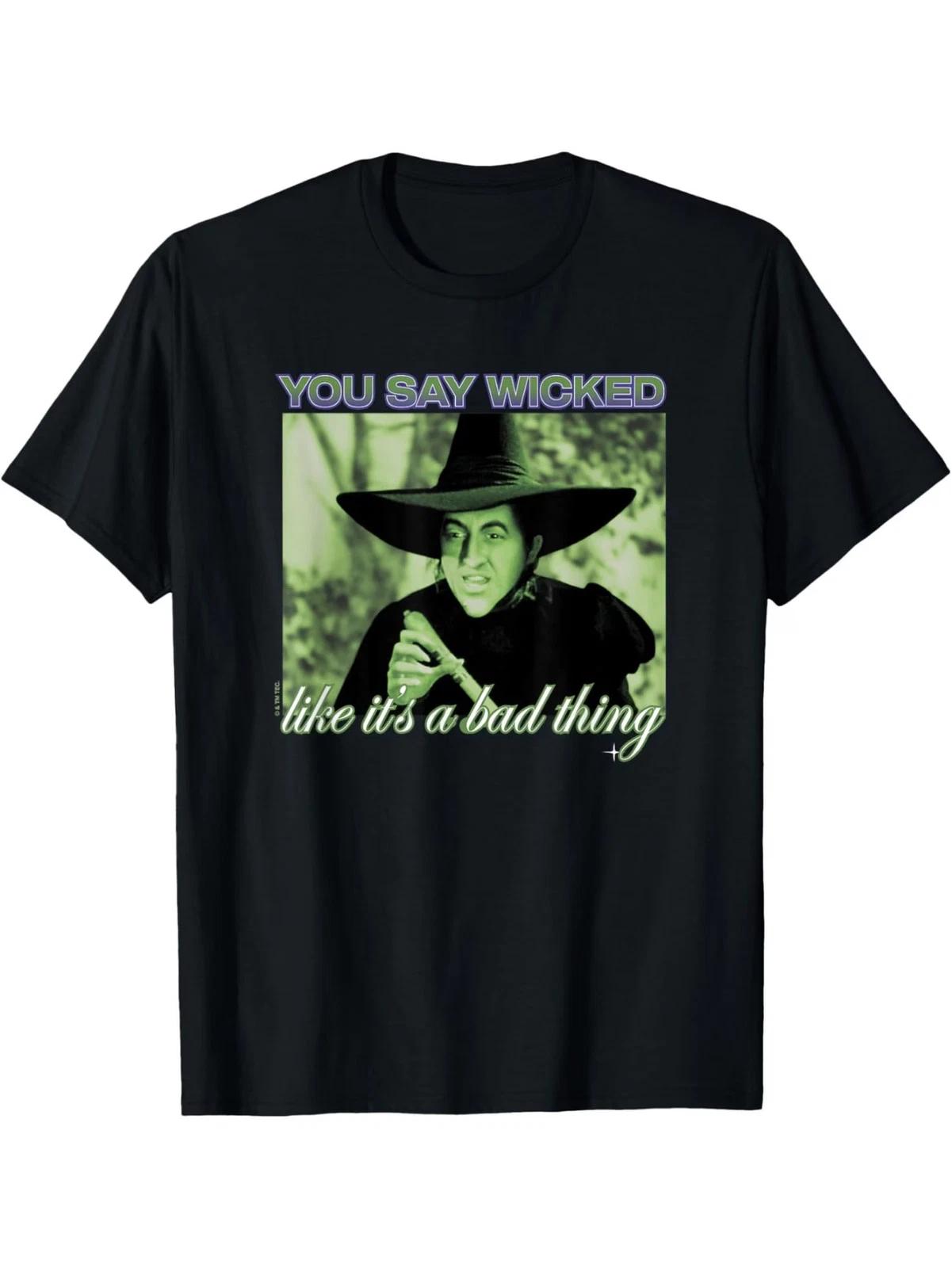 Wicked Witch Graphic Tee, 100% Crew Neck T-Shirt, Casual Loose Fit Fabric Top fo M