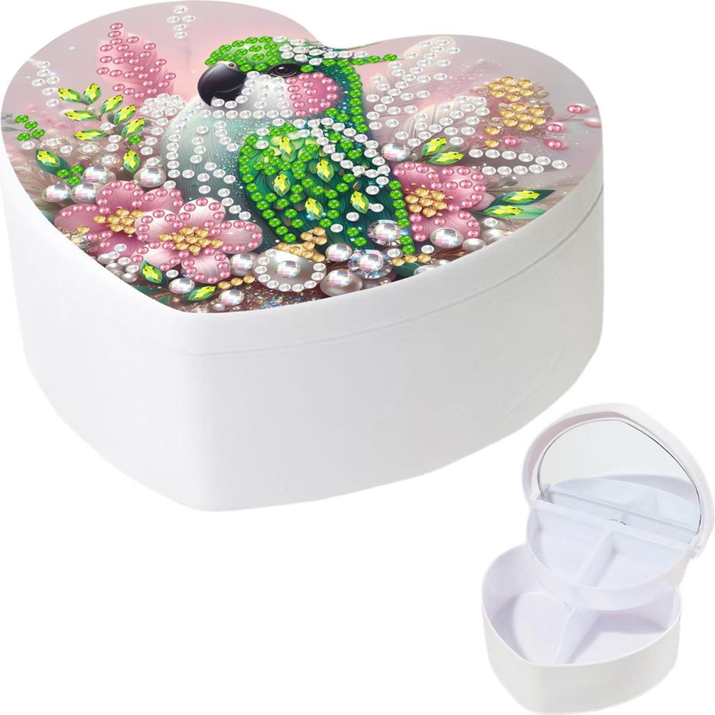 DIY Diamond Painting Handmade Storage Box Partial Drill Crystal Storage Case Kit Heart-Shaped Jewelry Box for Home Decor