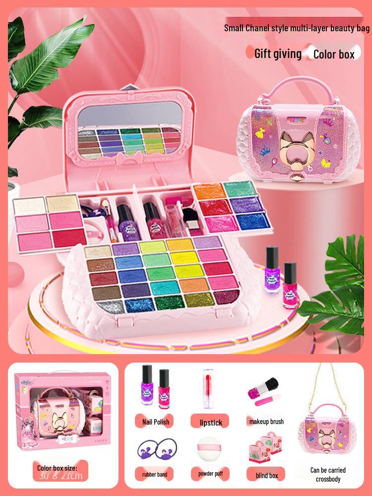 Princess Makeup Box: Washable Children's Cosmetic Set with Lipstick & Nail Polish - Perfect Birthday Gift for Girls