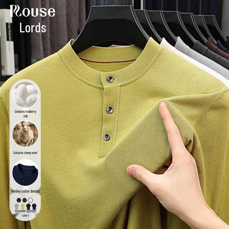 

Men s Silk & Wool Blend Henley Long-Sleeve T-Shirt 165