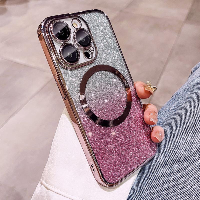 Applicable To IPhone17 Promax Mobile Phone Case New Electroplated Magnetic 14 Apple 16 Protective Case 15 Gradient Glitter