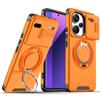 Magnetic Metal Ring Stand Armor Case For Xiaomi Redmi Note 13 Pro Plus 5G Slide Push Window Lens Protection Phone Cover Shell