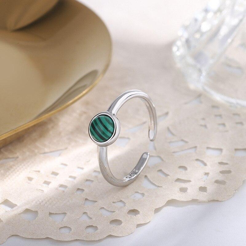 Silver Color Creative Malachite Ring 