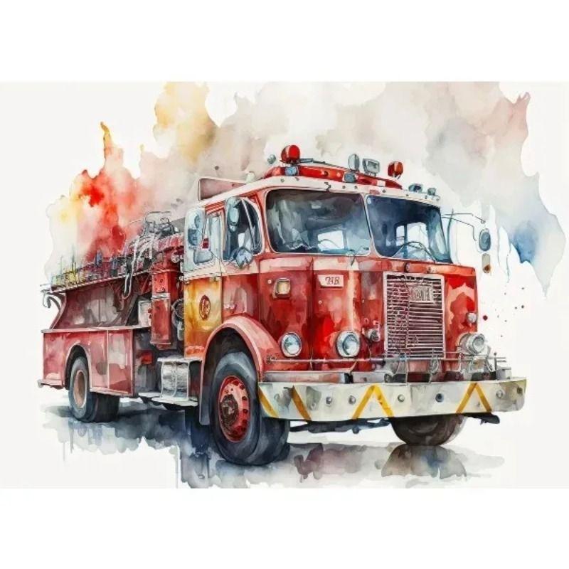 Watercolor Toy Car Tin Painting for Kids Room Decor