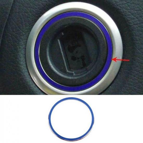 Car Inner Engine Start Stop Button Trim 2016- Blue Aluminum For Benz E-Class