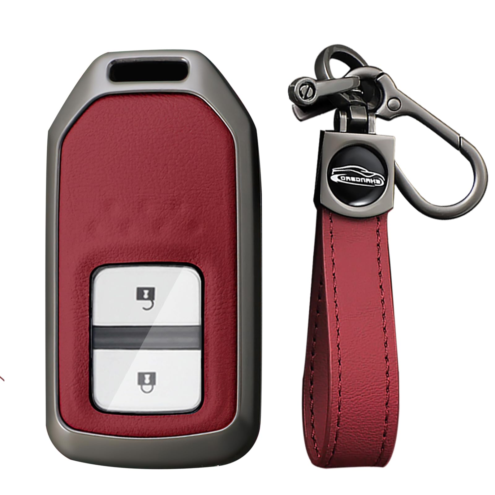 

[KUNIO] Honda 2 Button Smart Key Case Key Holder Key Cover Genuine Leather Metal червоний