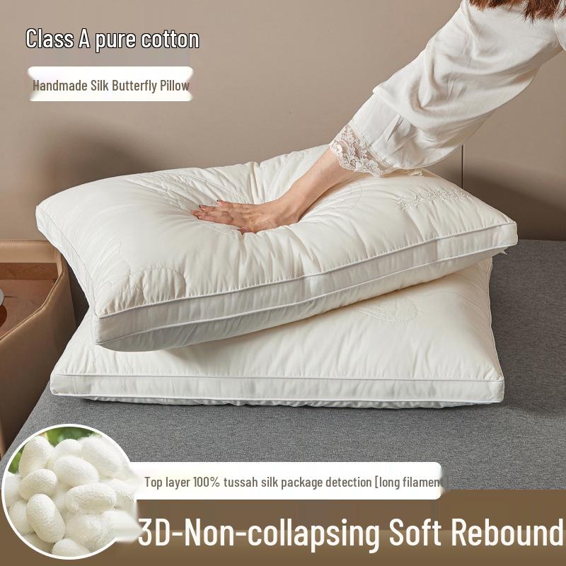 Luxury Silk & Cotton Neck Support Pillow Pair for Home Use