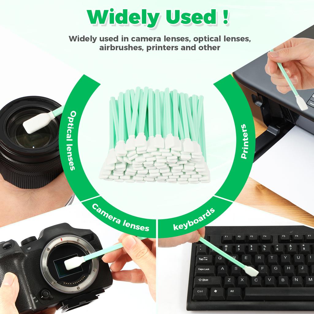 200PCS Foam Cleaning Swabs Sticks Dust-Free Cleaning Sponge Tip Swab Stick for Camera Lense, Swab Wiper for Lab Equipment
