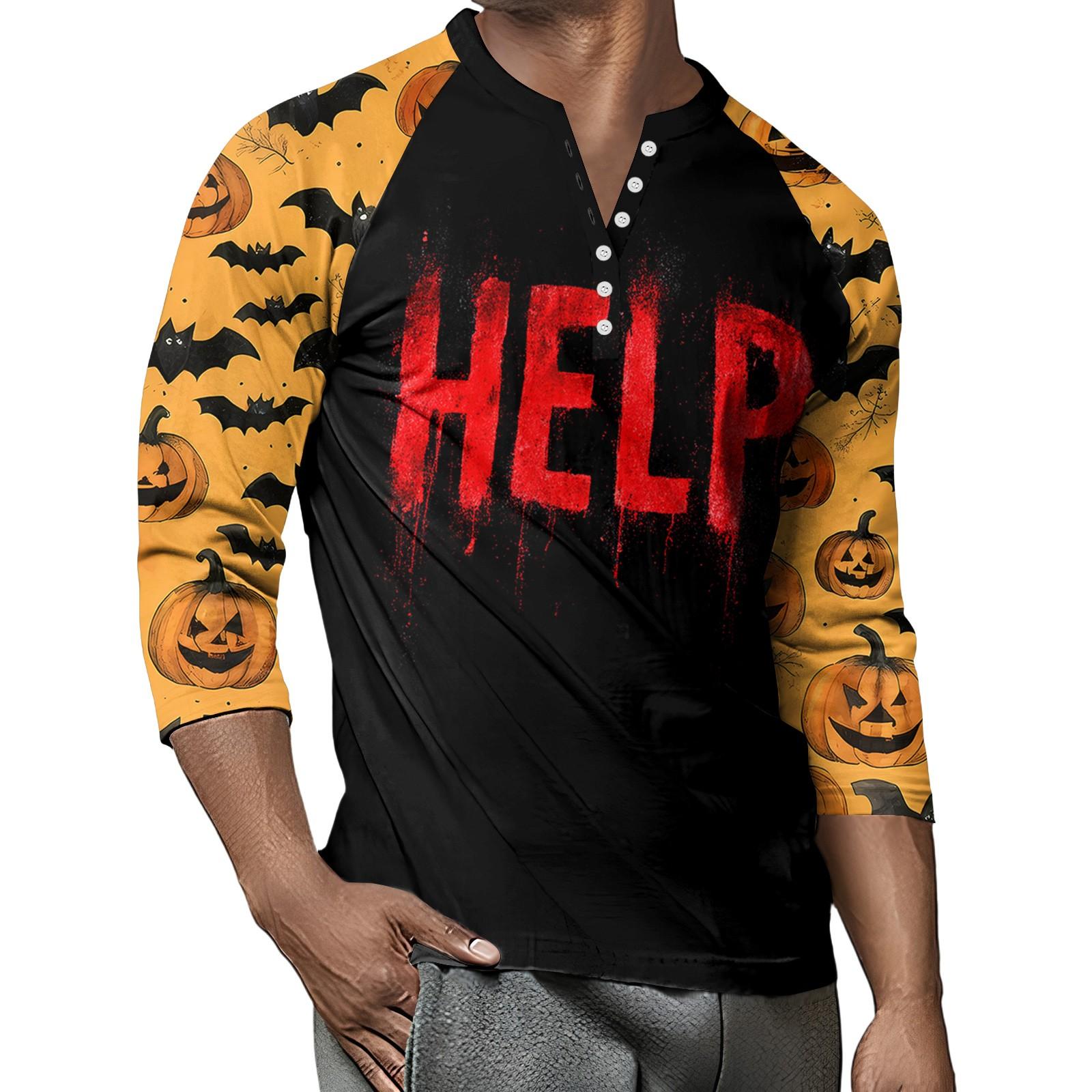 

Мужской контрастный топ реглан на пуговицах с рукавом 3/4 M