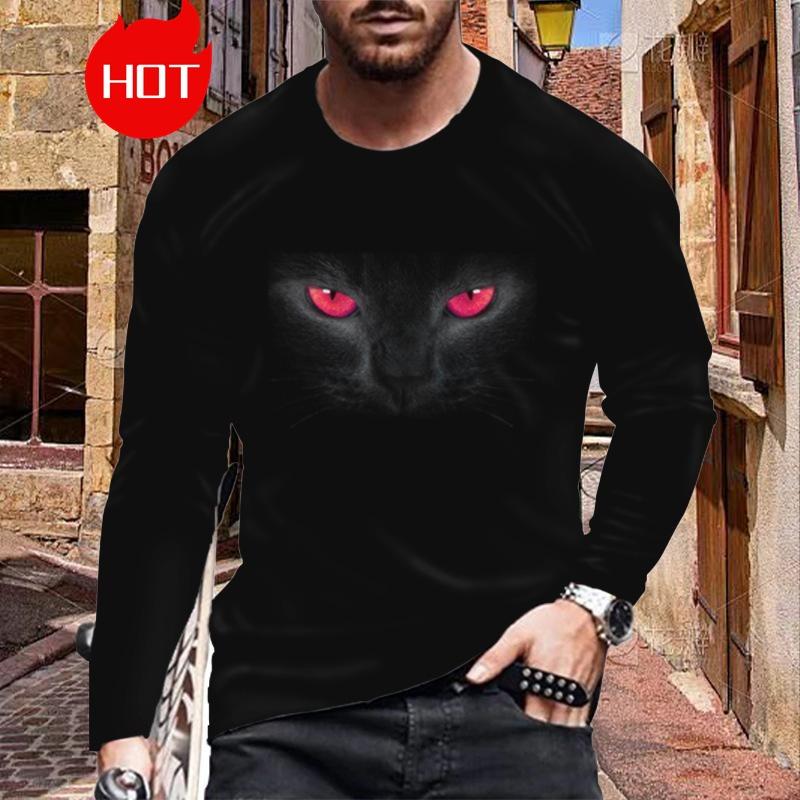 Men's Long Sleeve T-Shirt Fashionable Print Lion Graphic Street Style Casual Crew Neck Top For Autumn Spring Season Clothing