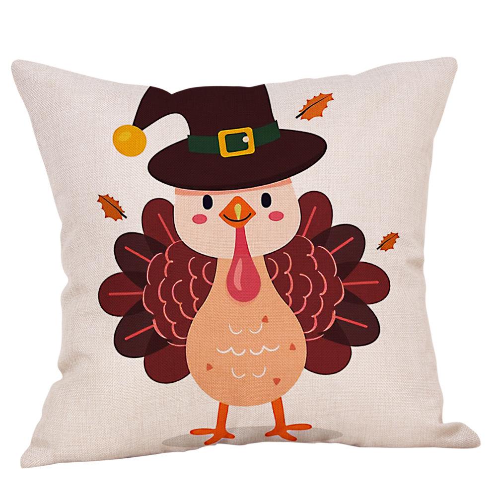 Cartoon Turkey Pattern Throw Pillow Covers With Digital Printing Of Short Plush Fabric Car-Shaped Sofa Cushion Office Home Decor