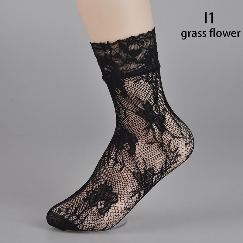 Black Socks Women Girls Ladies Soft Lace Short Ankle Socks Fishnet Stocking