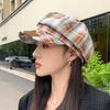 Octagonal Hat Children Autumn and Winter New Retro College Plaid Newsboy Beret Cute Cap Painter Hat