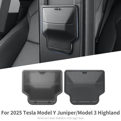 For Tesla Model Y Launch 2025 Juniper/Model 3 Highland Car Armrest Hidden Storage Box Organizer Accessories Tidying