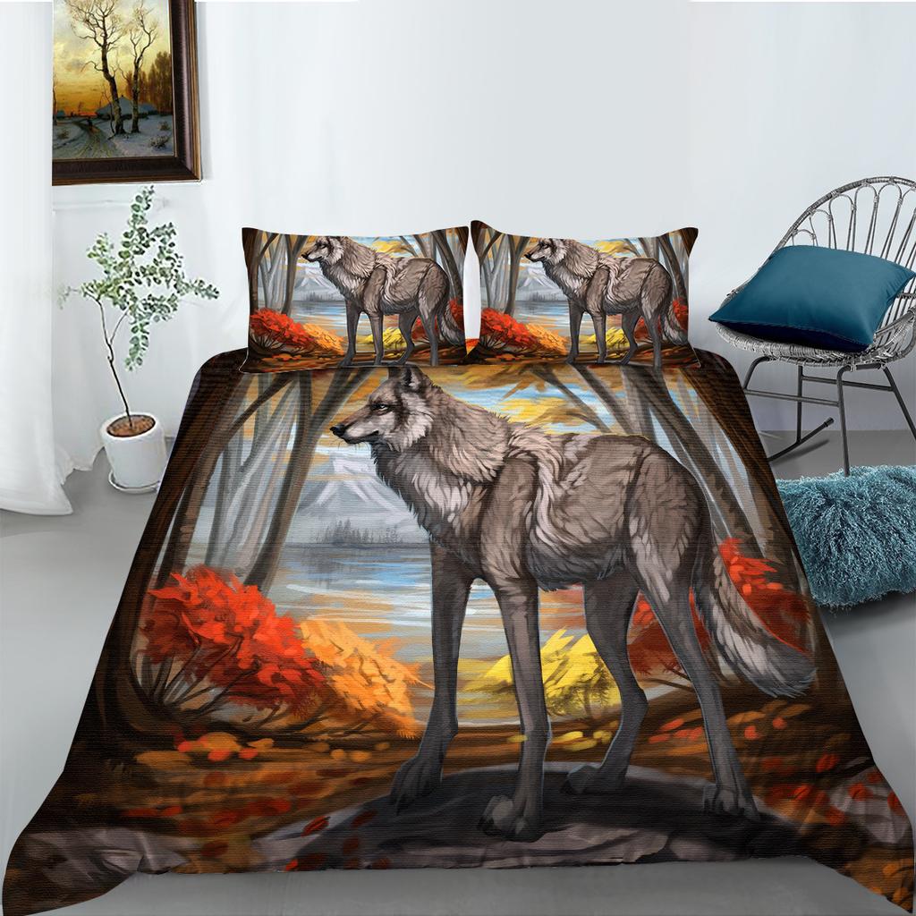 Polyester Bedding Two Or Three-Piece Digital Printing Wolf Series Can Be