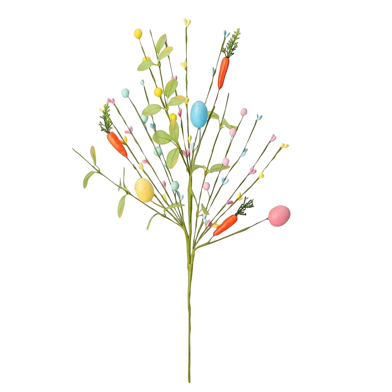 

Artificial Easter Egg and Carrot Floral Pick with Decorative Branches for Seasonal Indoor Arrangement and Display One Size