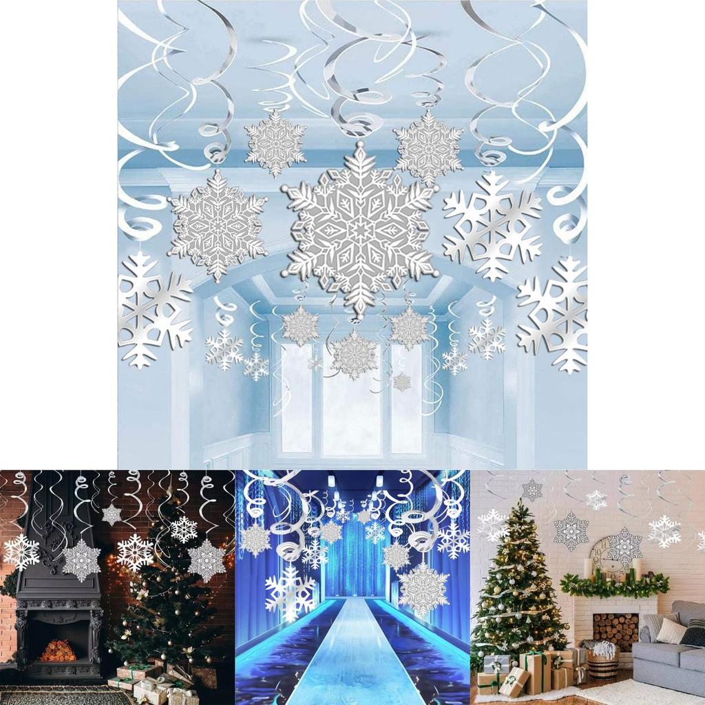 Charming Christmas Snowflake Hanging Decorations With Spiral Design For Festive Displays