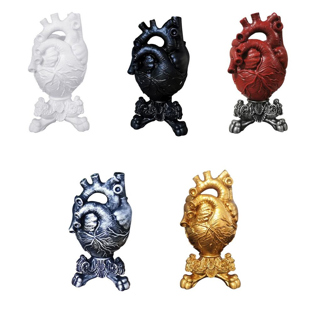 Flower Vase Heart Shape Flower Pot Resin Sculpture Decoration Ornament