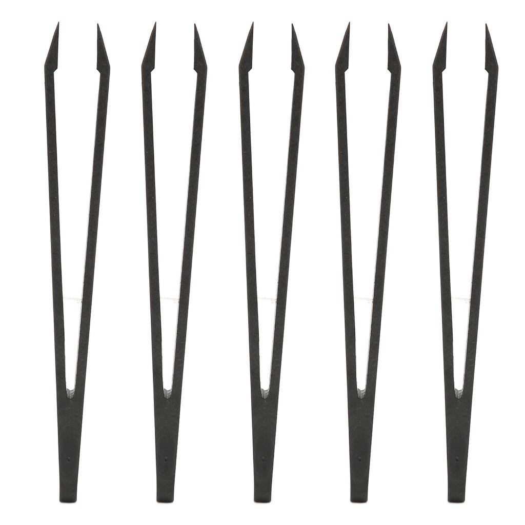 10pcs Anti Static Tweezer Plastic Material Glossy Lines Black Hearing Aid Tweezer for Electronics Laboratory Work