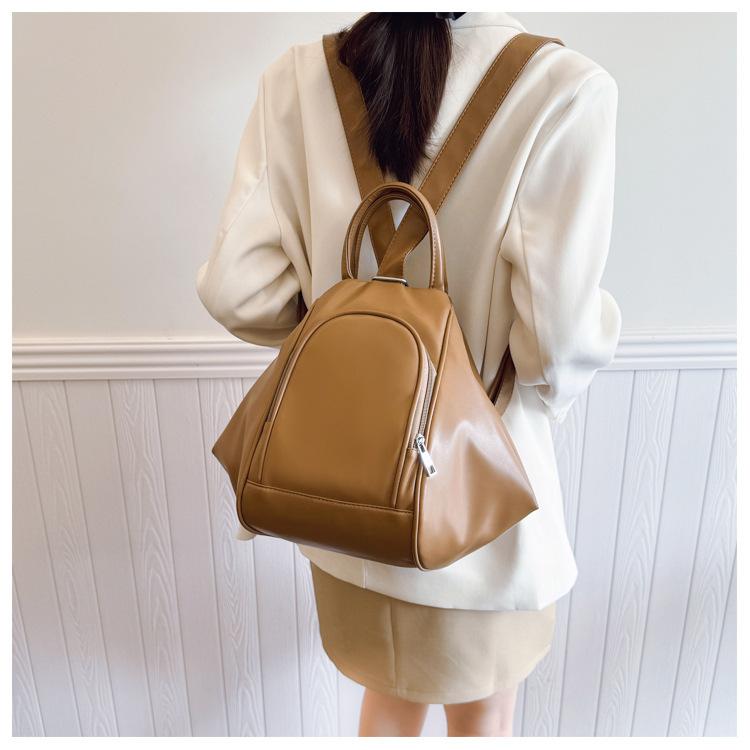 Women's Convertible PU Leather Backpack, Fashion Triangle Tote Bag, Multi-functional Casual Daypack