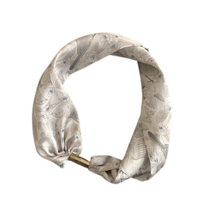 Silk scarf high-end new headscarf headband simple versatile neck protection decorative scarf magnetic buckle silk scarf
