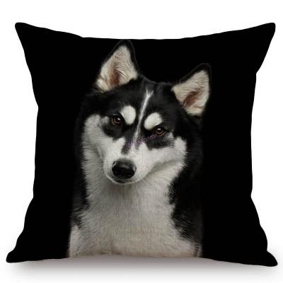 Black Background Dog Puppy Portrait Vizsla Husky Shepherd Shibu Cute Sofa Pillow Case Home Decorative Cotton Linen Cushion Cover