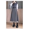 High Chic Gray Skirt Pleated Waist Slimming Midi Length Elegant Long Skirt For Ladies