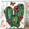 Hand-drawn Cactus Shower Curtain Flower Pattern Decorative Bath Linen Fabric Waterproof Shower Curtains Home Decoration