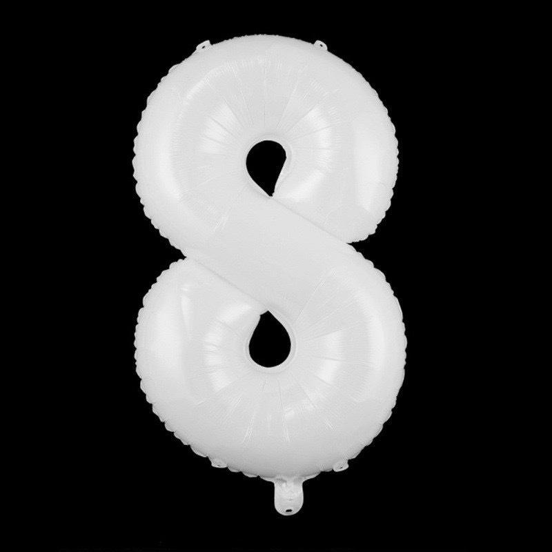 40-Inch White Number Balloons - US Version, Milky White Foil, Ideal for First Birthday Decor