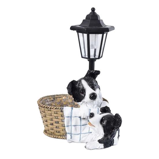 Garden Statue with LED Solar Lamp Weather Resistant Automatic Charging Outdoor Patio Sculpture Decor LED Light