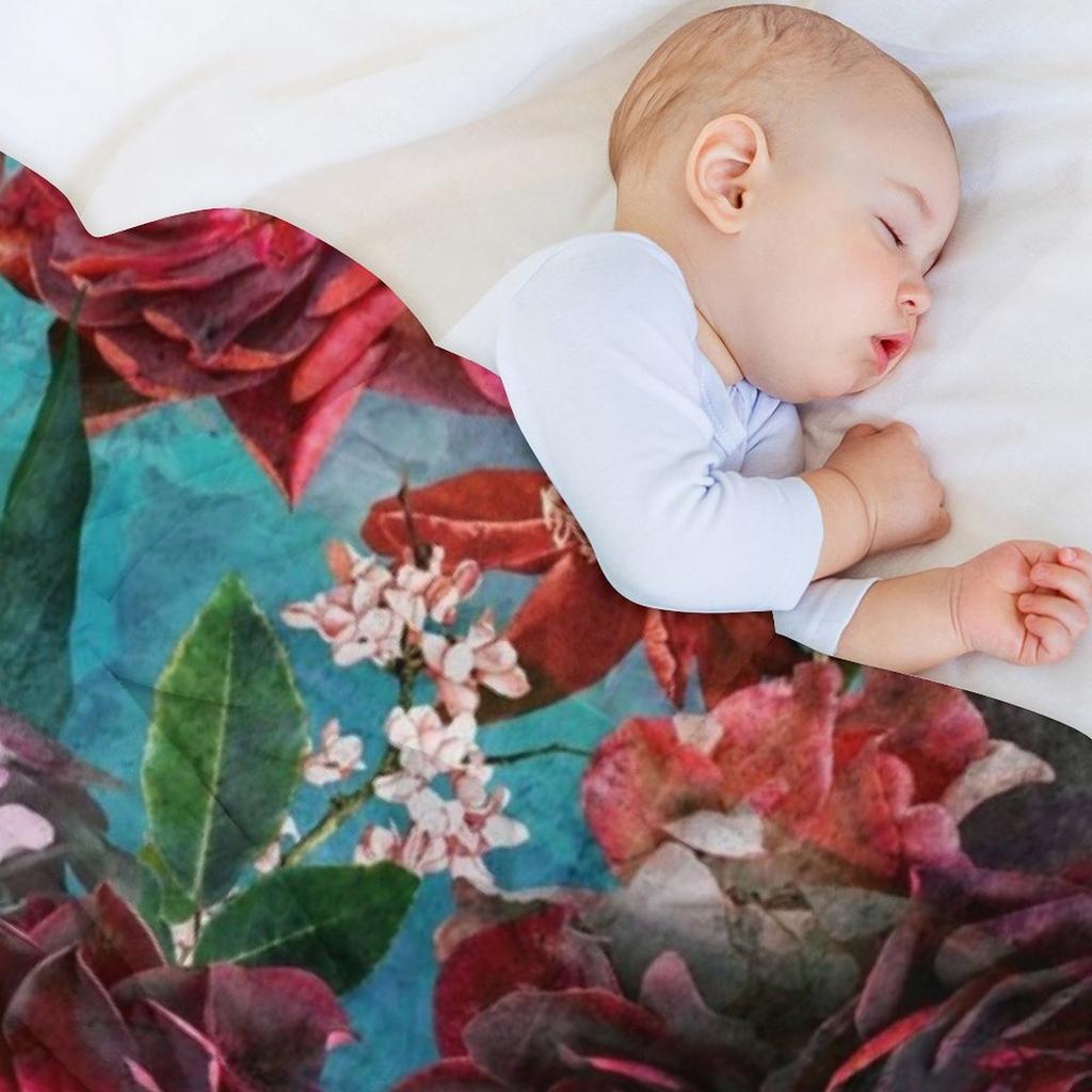 Turquoise Vintage Summer Roses Garden Throw Blanket decorative anime Plush Soft Plush Plaid Blankets