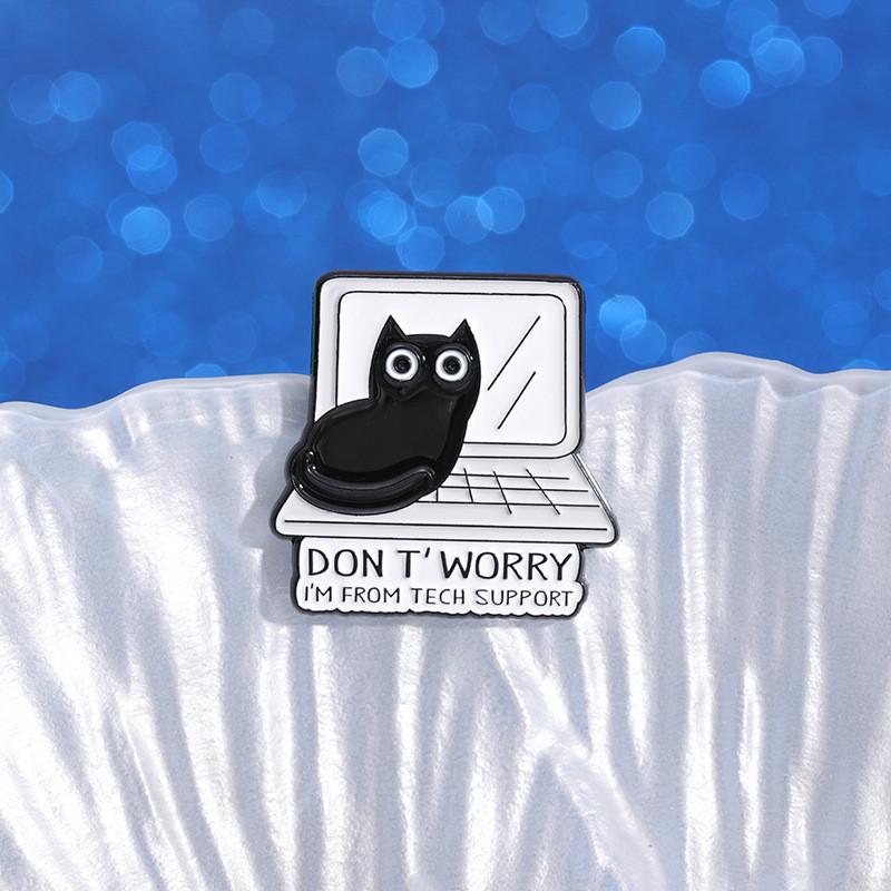 Adorable Black Cat Cartoon Alloy Brooch Cute Animal Badge Charming Cat Accessory