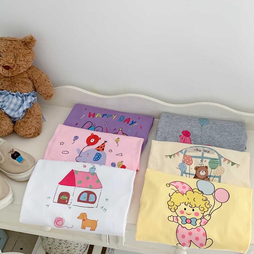 Girls' Cotton Short-sleeved T-shirt Summer Children's Casual Cartoon Top