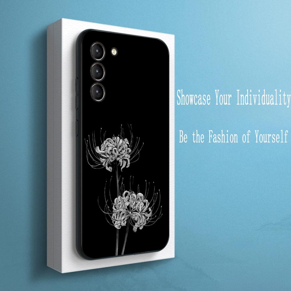 Japan art red spider lily pattern Phone Case For Samsung Galaxy S26 S25 S24 S23 S22 S21 Plus Ultra Note20 Soft Black