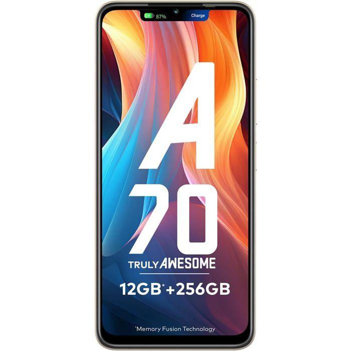 Smartphone Pas Cher Itel A70 12GO+256GO Écran 6.6" 120hz 5000mAh Telephone Portable Android 13 13MP Dual SIM 4G/GPS Noir