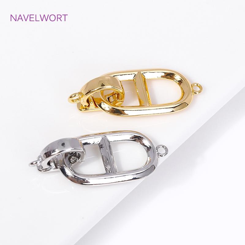 18K Gold Plated Oval Pearl Clasp For Bracelets,Brass Connector Fastener For Jewelry Making Supplies,DIY Jewelry Accessories