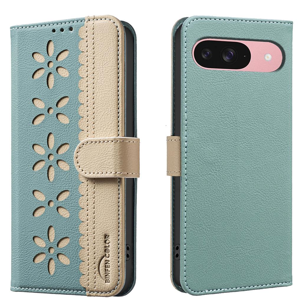 For Google Pixel 9 Pro/Google Pixel 9 Leather Case BINFEN COLOR BF36 Floral Pattern Phone Cover RFID Blocking Wallet Stand