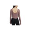 Nike Solid Color Crew Neck Short Casual Long Sleeve Cropped T-Shirt Women Tops Smoky-Purple FN3662-208