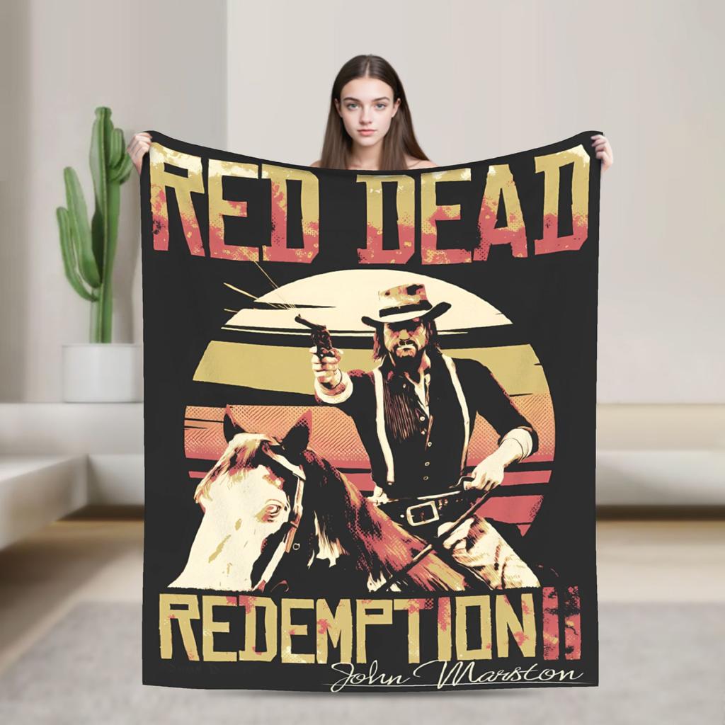 Red Dead Redemption 2  Warm Soft Blanket  Students Plush Bedding Throws Pattern Couch Chair Flannel Bedspread Sofa Bed Cover