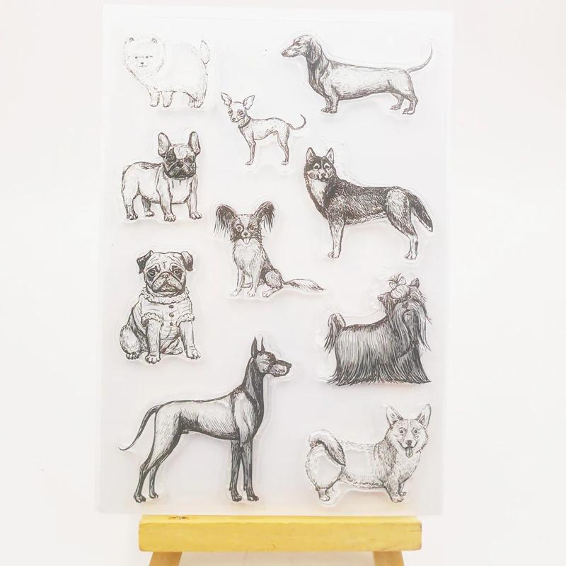 Cute Pet Dogs Transparent Clear Silicone Stamp/Seal For DIY Scrapbooking/photo Album Decorative Card Making