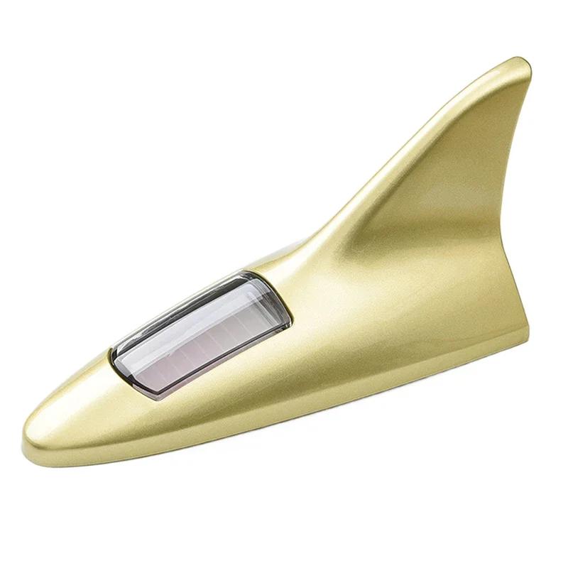 Universal Solar LED Light Car Shark Fin Antenna Roof Tail Modified Light Belt Antenna Driving Safety Warning Light Car Supplies High Quality