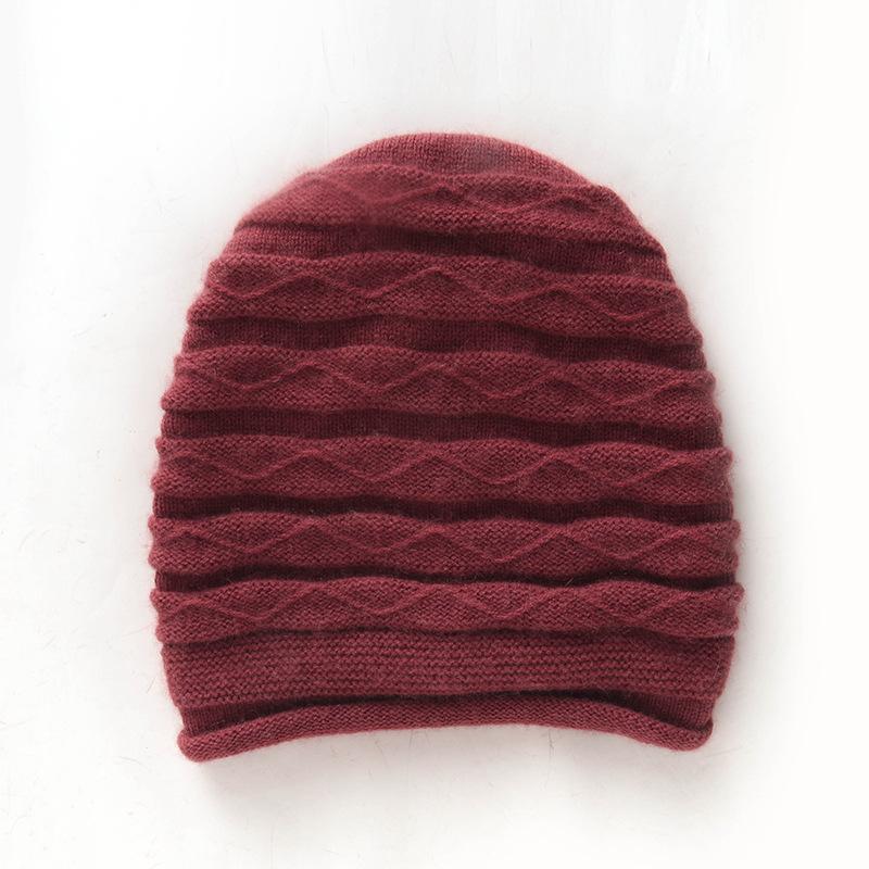 Autumn and winter cashmere knitted hat fashionable versatile thickened warm men's and women's cashmere ear protector wool hat