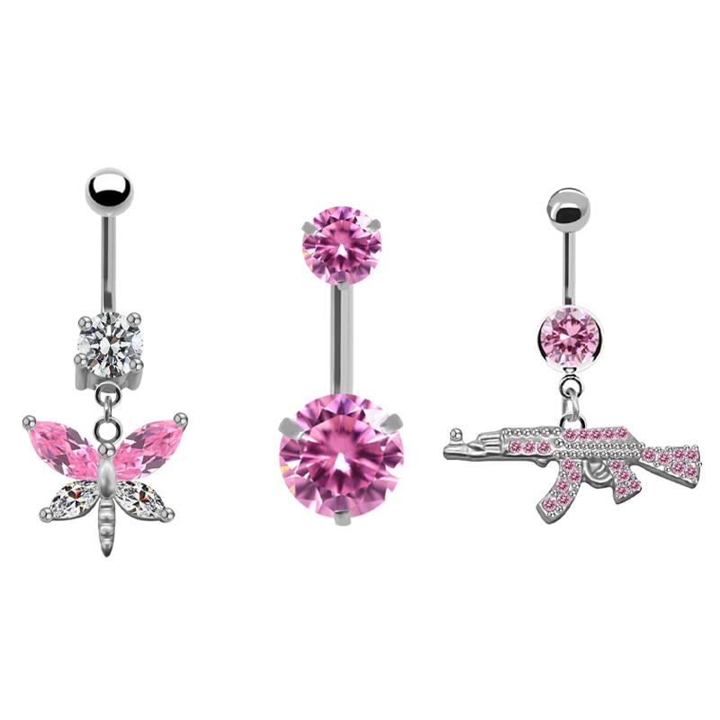 Stainless Steel Butterfly Navel Belly Button Rings For Women Jewelry