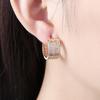 8k Gold Plated Zirconia Earring High Quality Double Row Great Wall Pattern Earrings