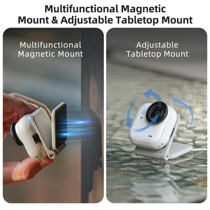 Foldable Magnetic Camera Mount Base with 180Degree Tilt 360°Rotation Quick Release for GO 3S/GO 3 Portable Shoot