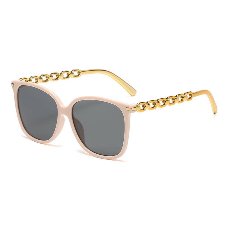 Square Retro Chain Sunglasses for Women – Trendy Large Frame with Sun Protection