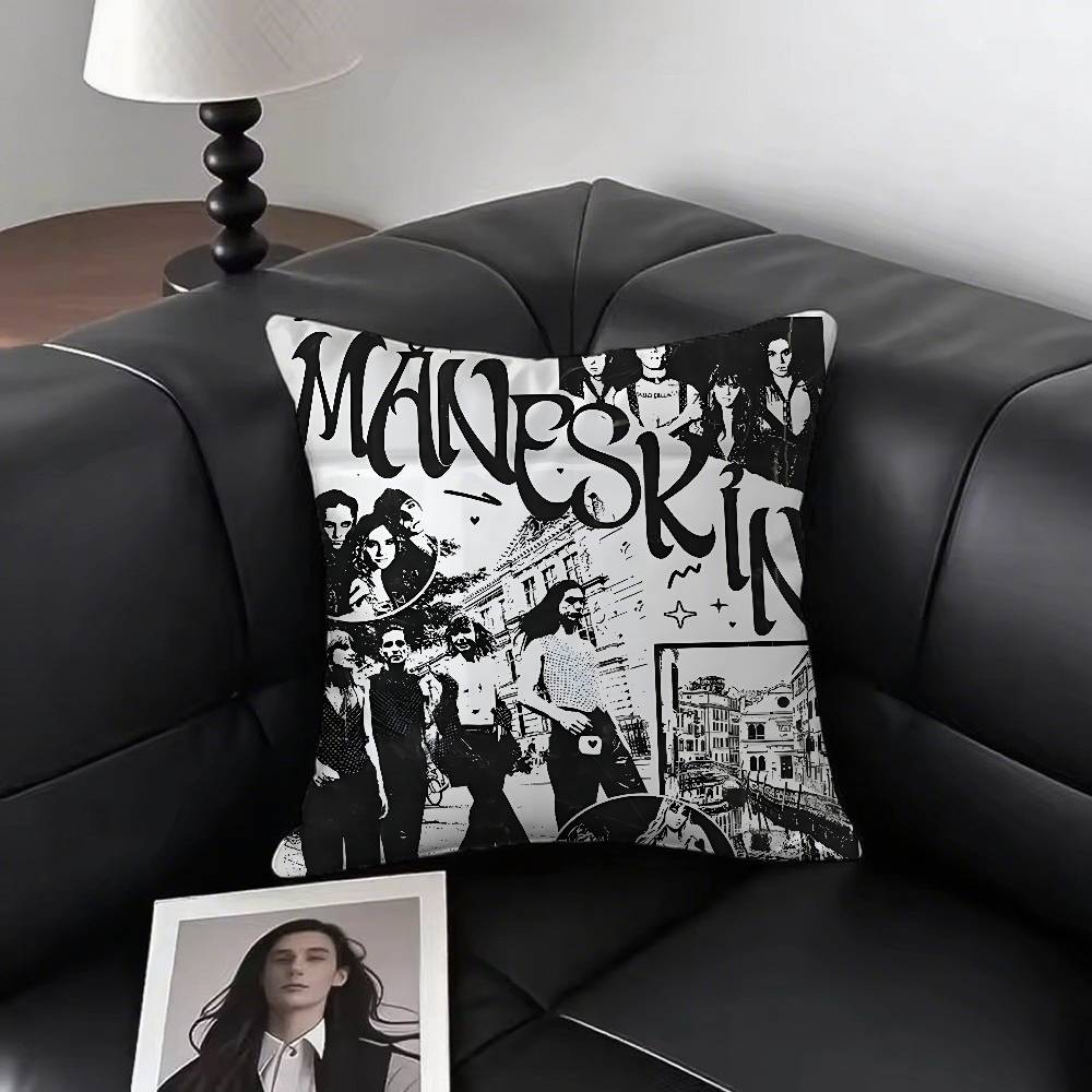 Maneskin Damiano David Vintage Pillow Case Square Pillow Bedroom Sofa Leisure Comfort Cushion Car Living Room Home Decoration