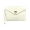 Gold Metal Accessories Detachable Wrist Strap Flip Closure Leather Wristlet Clutch Women Clutch White 100191-A0F1-Z14Q